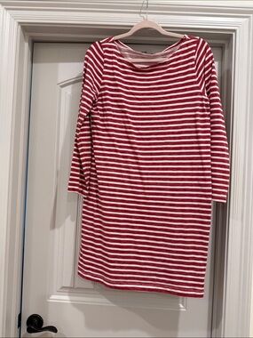 GAP Red & White Striped Long Sleeve Shift Dress